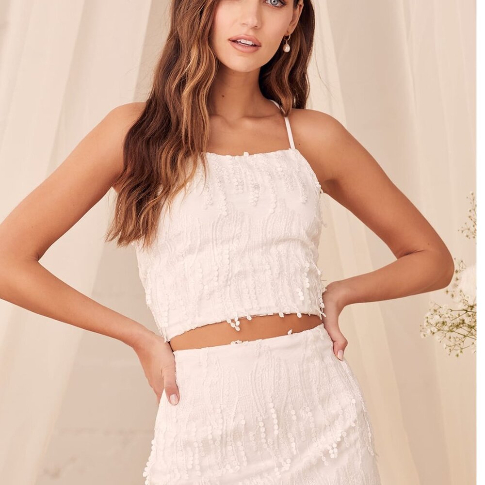 Lulu's White Textured Two-Piece Dress